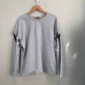 DREW laced sleeve gray sweatshirt large
